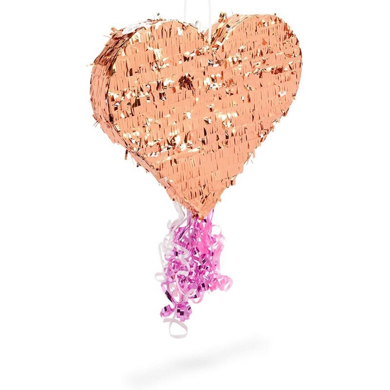 Sparkle and Bash Small Pull String Heart Pinata for Valentine’s, Rose Gold Foil Party Decoratio... | Target