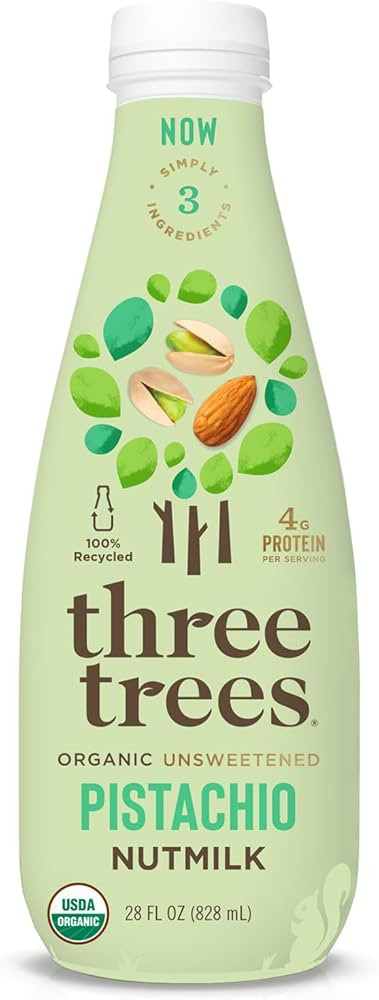 THREE TREES Organic Unsweetened Pistachio Nutmilk, 28 FZ | Amazon (US)