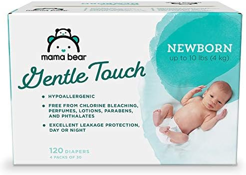 Amazon Brand - Mama Bear Gentle Touch Diapers, Hypoallergenic, Newborn, 120 Count (4 packs of 30) | Amazon (US)