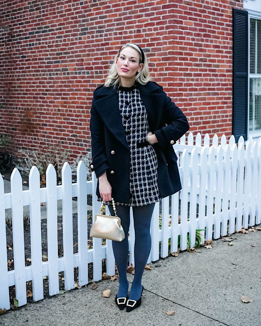 The perfect classic black coat for the holidays from Arte Italica I love the blazer feel of it, the buttons and the fabric is so soft. Styled with the cutest tweed dress that has a little sparkle for the holidays 

#LTKCyberWeek #LTKSaleAlert #LTKHoliday