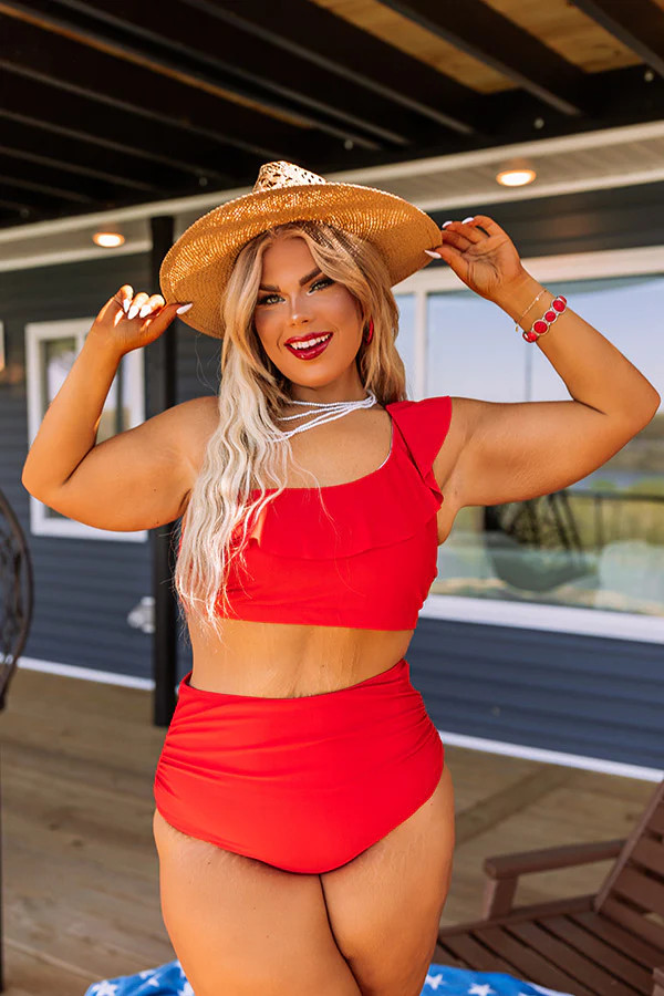 Down By The Lake High Waist Bikini Bottom Curves | Impressions Online Boutique