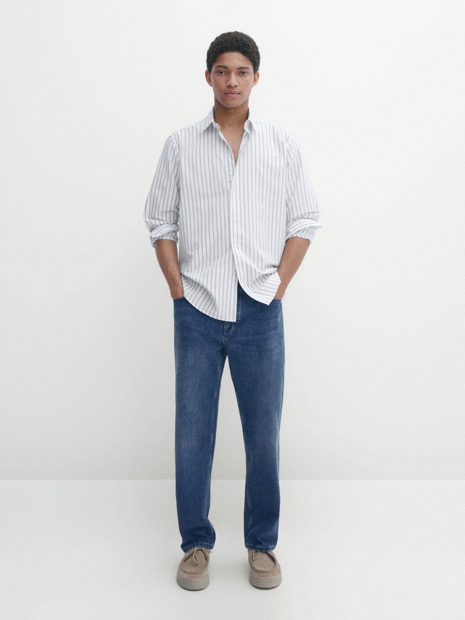 Regular-fit striped oxford shirt | Massimo Dutti (US)