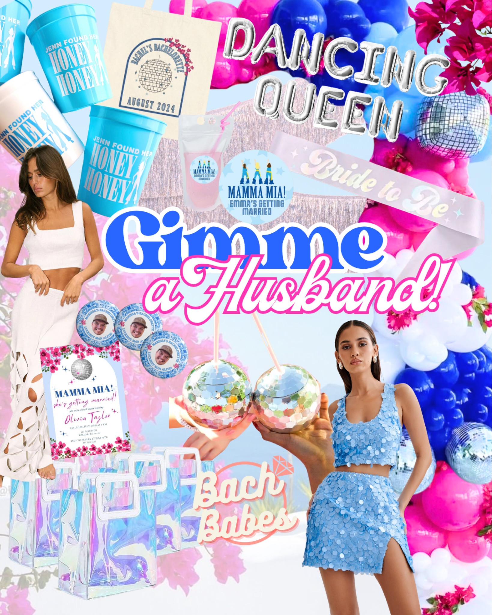 Mamma Mia 🫧🌊💍 Gimme A Husband Bachelorette Theme!

Mamma mia, mamma mia bachelorette party, gimme gimme gimme, gimme a husband, bachelorette party, bachelorette party, bachelorette party babes, dancing queen