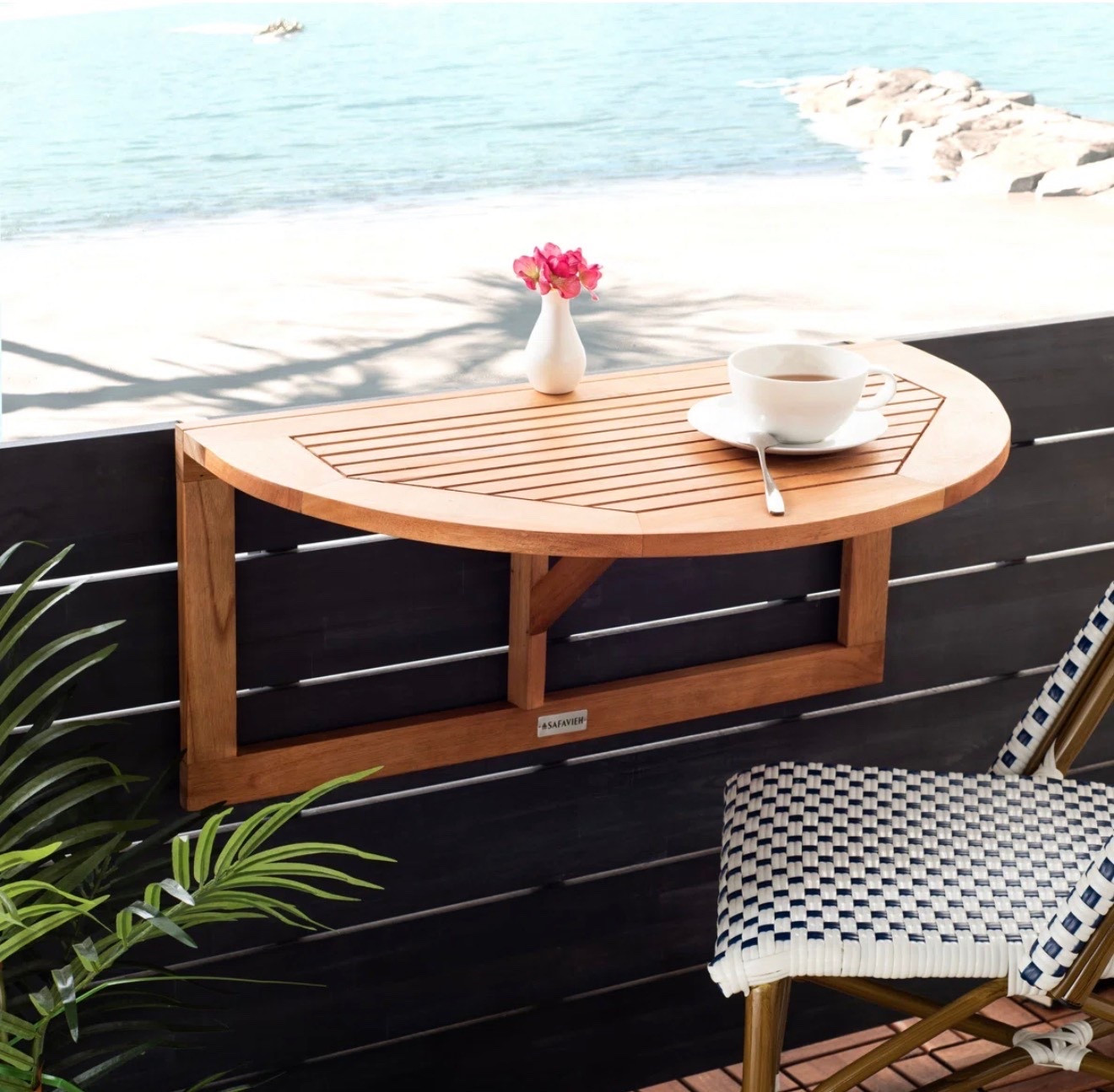 Teak folding outdoor balcony table 

#LTKHome #LTKSeasonal #LTKSaleAlert