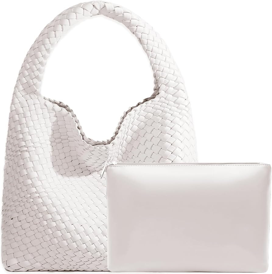 Women Vegan Leather Hand-Woven Tote Handbag Fashion Shoulder Top-handle Bag All-Match Underarm Ba... | Amazon (US)