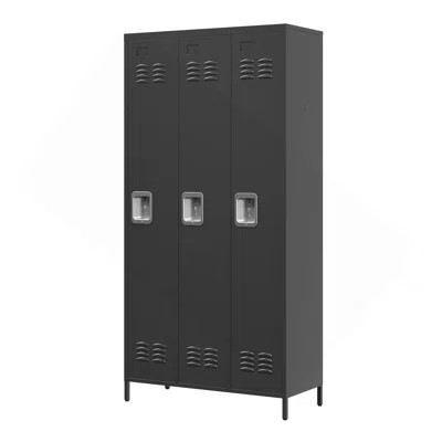 3 Door 72"H Metal Lockers With Lock For Employees,Storage Locker Cabinet For Home Gym Office School Garage,Black | Wayfair North America