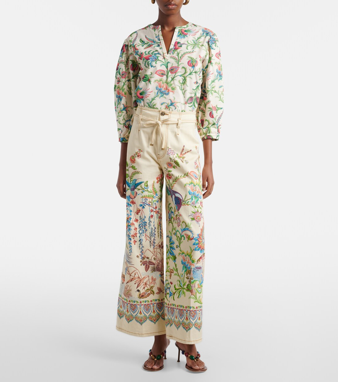 Belted printed wide-leg jeans | Mytheresa (US/CA)