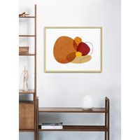 Framed Modern Boho Wall Art, Abstract Print, Living Room Mid Century Terracotta Rust Ochre Unframed  | Etsy (US)