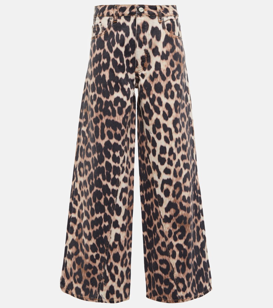 Ganni Leopard-print wide-leg jeans | Mytheresa (UK)