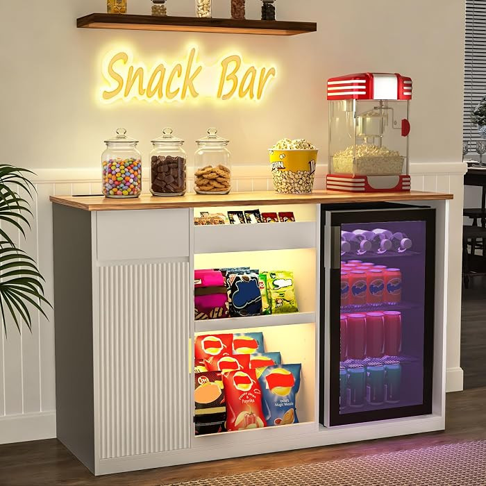 GDLF Snack Bar Cabinet with Fridge Space, White Coffee Bar and Beverage Station with Snack Storag... | Amazon (US)