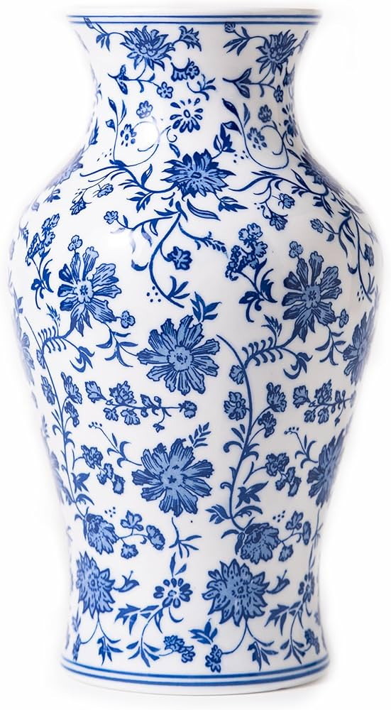 Blue and White Porcelain Décor, Blue and White Vase, Blue Vase, Chinoiserie Vase, Blue and White... | Amazon (US)