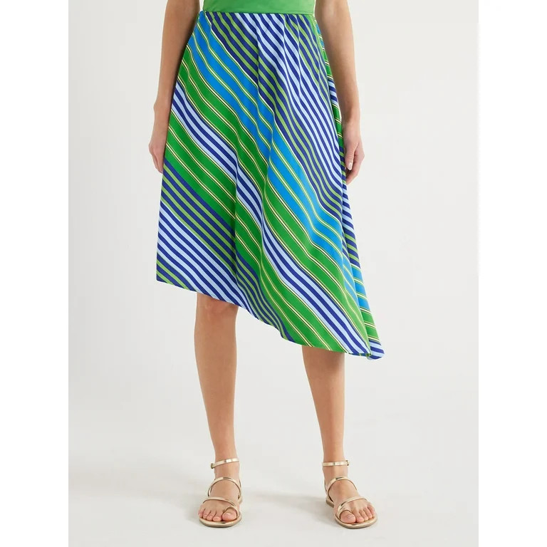 Scoop Women’s Asymmetrical Pull On Midi Skirt, Sizes XS-XXL | Walmart (US)