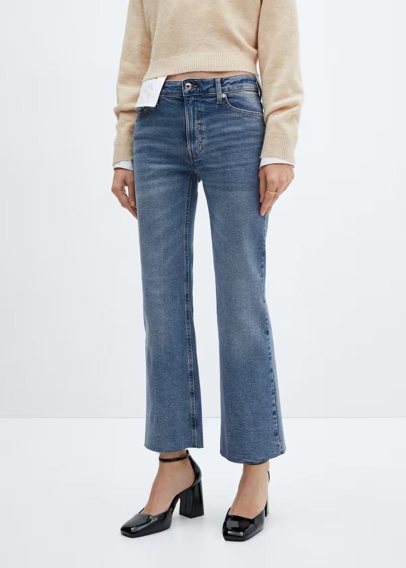 Crop flared jeans -  Women | Mango USA | MANGO (US)