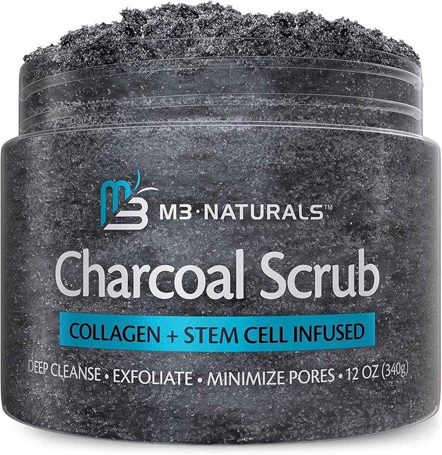 Charcoal Scrub Face Foot & Body Exfoliator Infused with Collagen and Stem Cell Natural Exfoliatin... | Amazon (US)