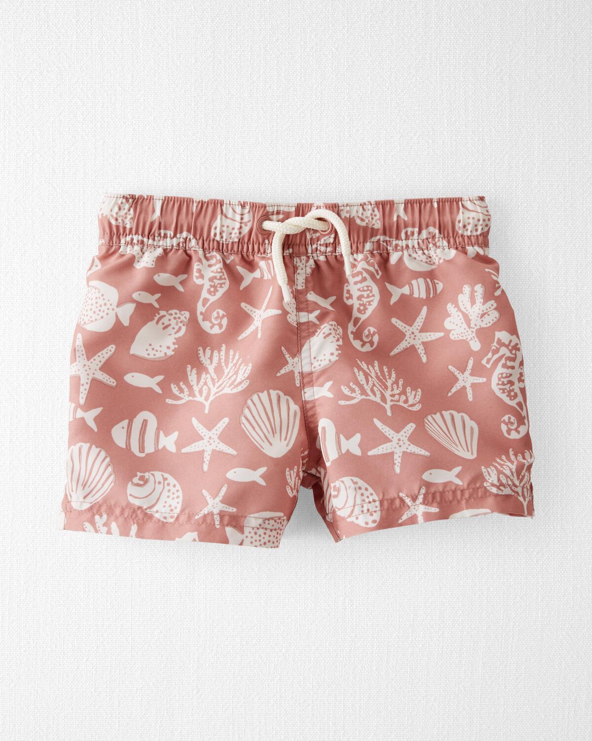 Coral Toddler Seashell Print Recycled Swim Trunks | carters.com | Carter's