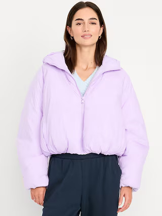 Water-Resistant Bubble-Hem Hooded Puffer Jacket | Old Navy (US)