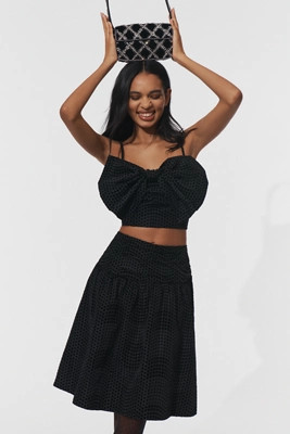 Maeve Taffeta Dot Midi Skirt | Anthropologie (US)