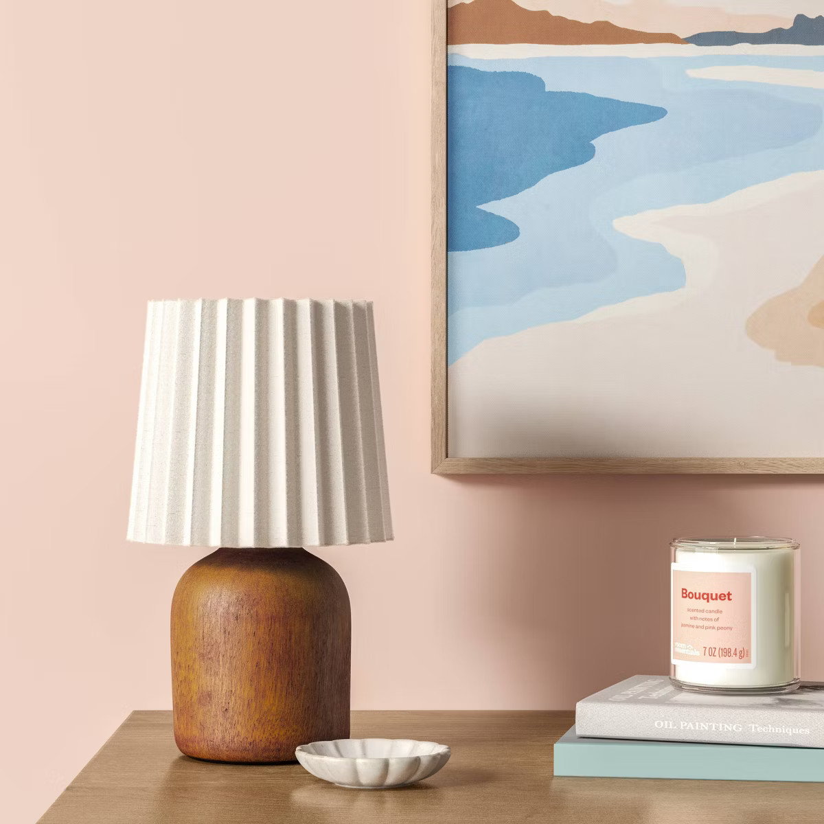 Mini Light Faux Wood Table Lamp with Pleated Shade - Room Essentials™ | Target