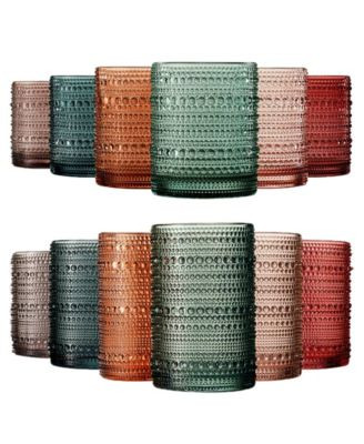 The Wine Savant Khen Hobnail Drinking Glasses Pastel Colored Beaded Set of 12 - Macy's | Macy's