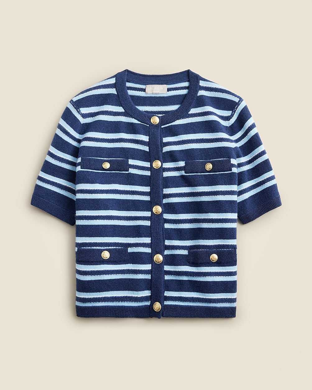 Cashmere short-sleeve cardigan sweater in stripe | J. Crew US