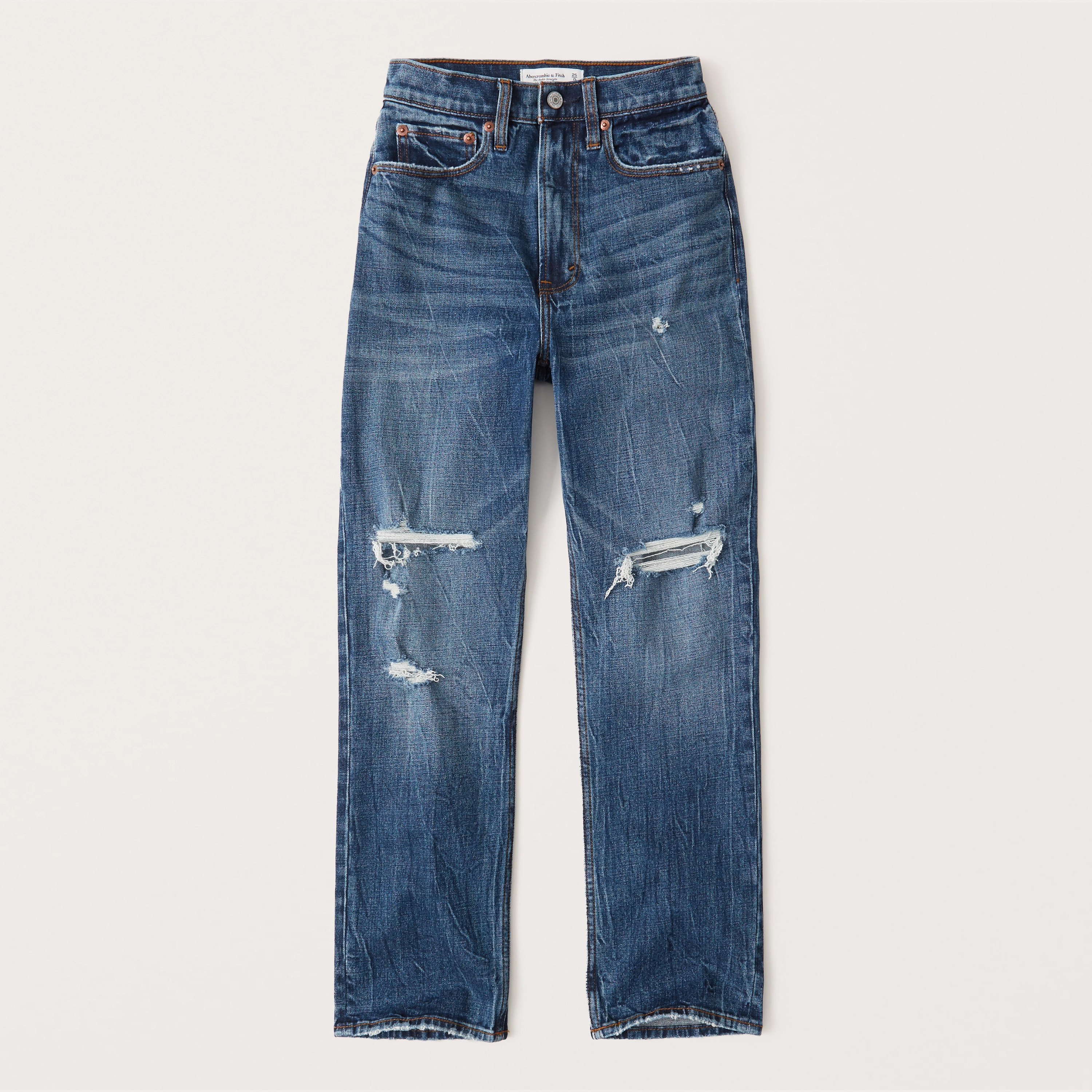 Curve Love Ultra High Rise Ankle Straight Jeans | Abercrombie & Fitch (US)
