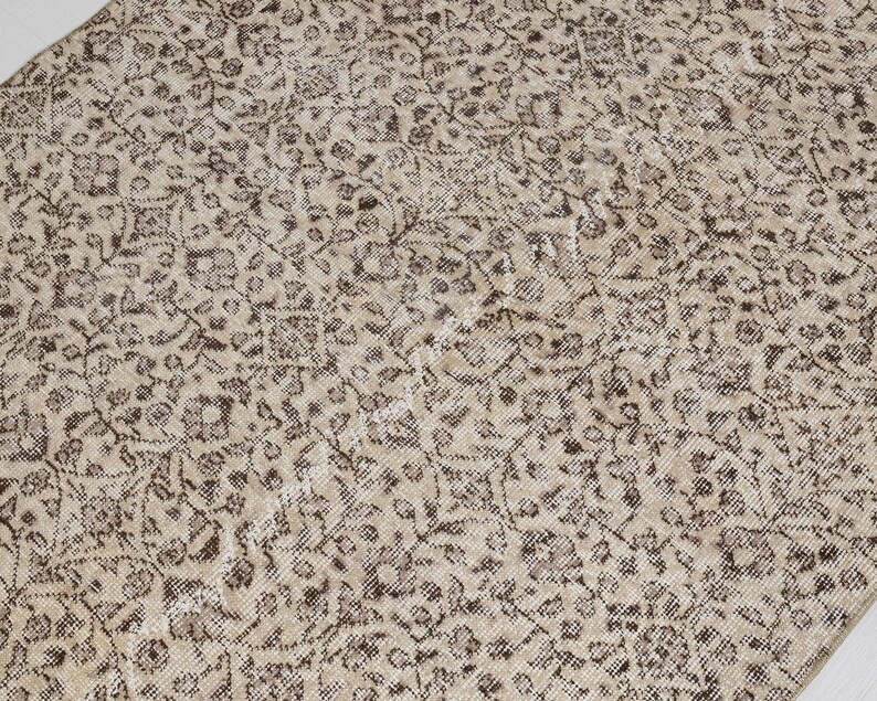 Vintage Distressed Turkish Rug: Beige Brown Wool Carpet 4x6 Ft - Etsy | Etsy (US)