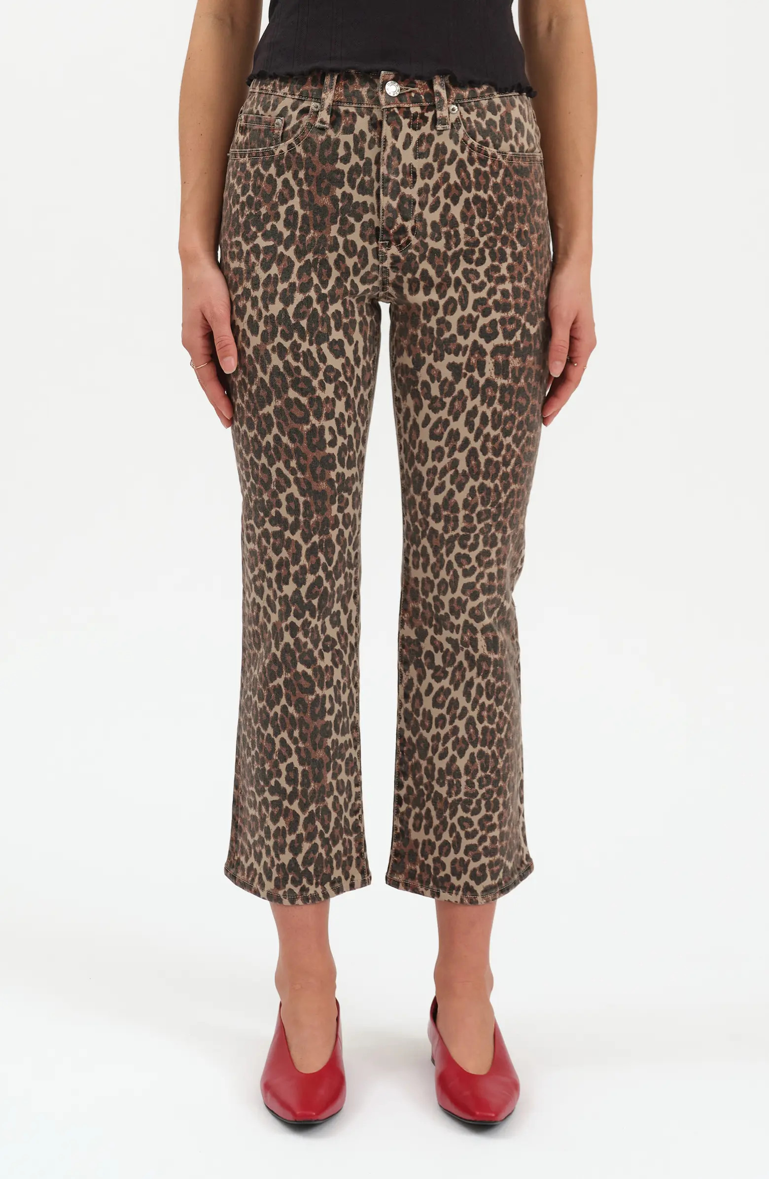DAZE Shy Leopard Print Kick Flare Jeans | Nordstrom | Nordstrom