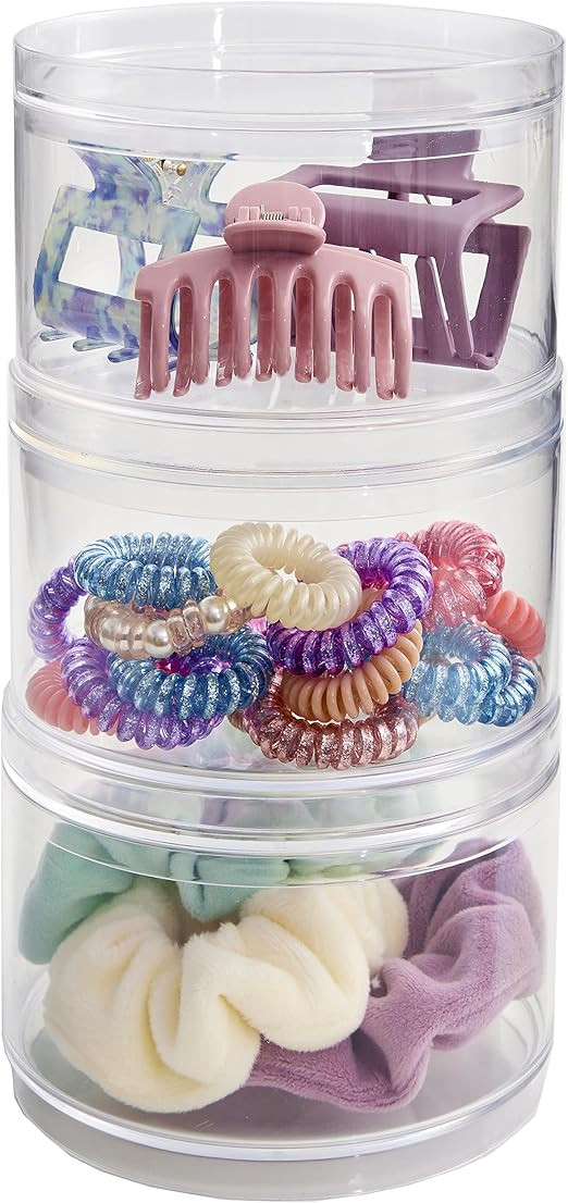 STORi Bella Stackable Clear Plastic Container (Set of 3) Round Vanity Storage Organizers with Lid... | Amazon (US)