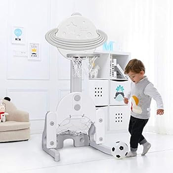 Costzon Kids Basketball Hoop, Toddler Sports Activity Center w/ 5 Adjustable Height Levels, Baske... | Amazon (US)