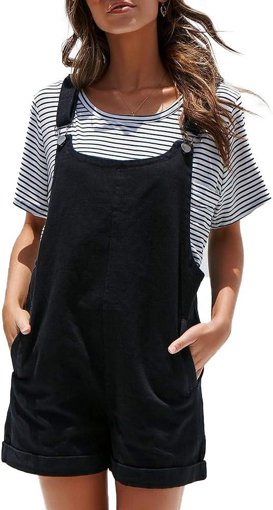 Relipop Women's Plain Jumpsuit Overall Shorts Rompers with Pockets | Amazon (US)