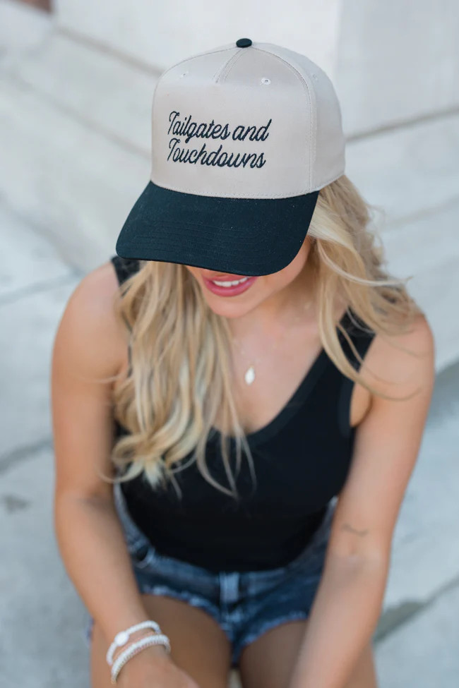 Tailgates And Touchdowns Black and Khaki Hat | Pink Lily