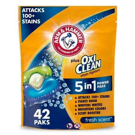 ARM & HAMMER Plus OxiClean 5-in-1 Laundry Detergent Paks, Fresh Scent, 42 Count | Walmart (US)