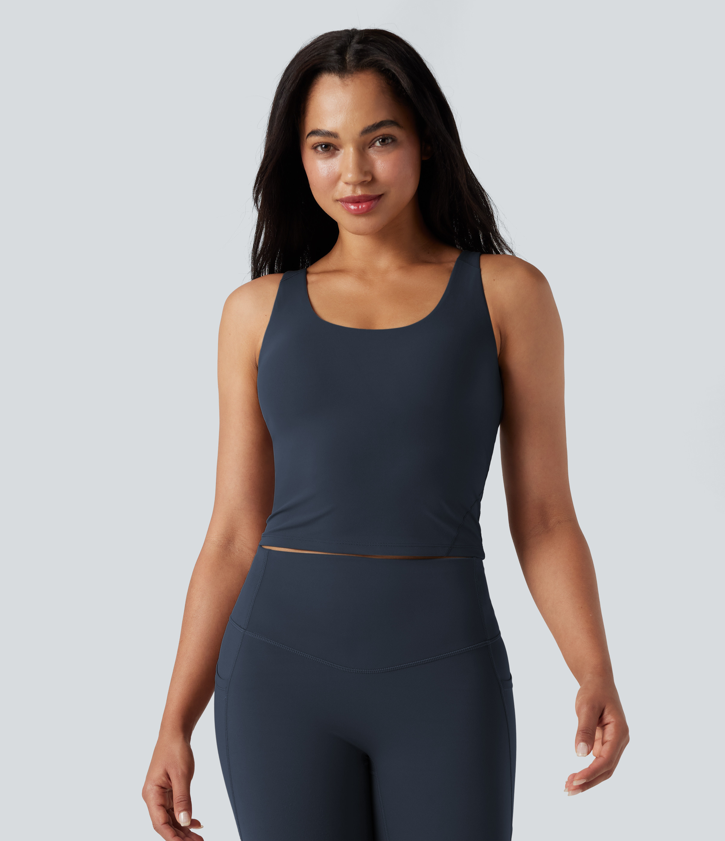 Halara Halara UltraSculpt™ U Neck Training Tank Top Tank Top - Carbon - S golf tops halter top tunic tops sleeveless tops backless top | HALARA
