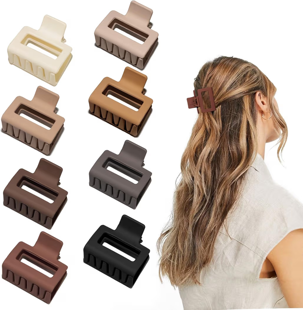 Cobinaan Medium Matte Rectangle Claw Hair Clips for Women Girls, 2 x 1 x 1.8 inch, 8pcs Warm Colo... | Amazon (US)