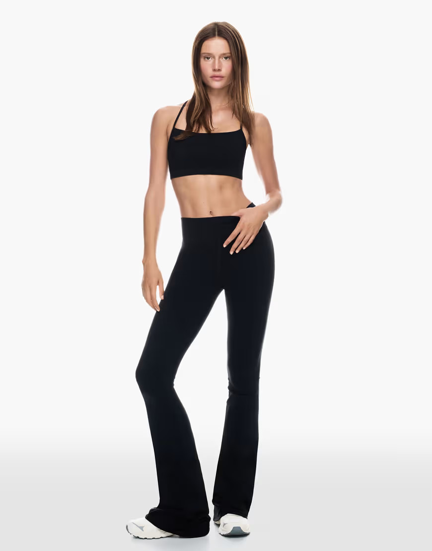 Bershka Technical flare trousers in black | ASOS (Global)