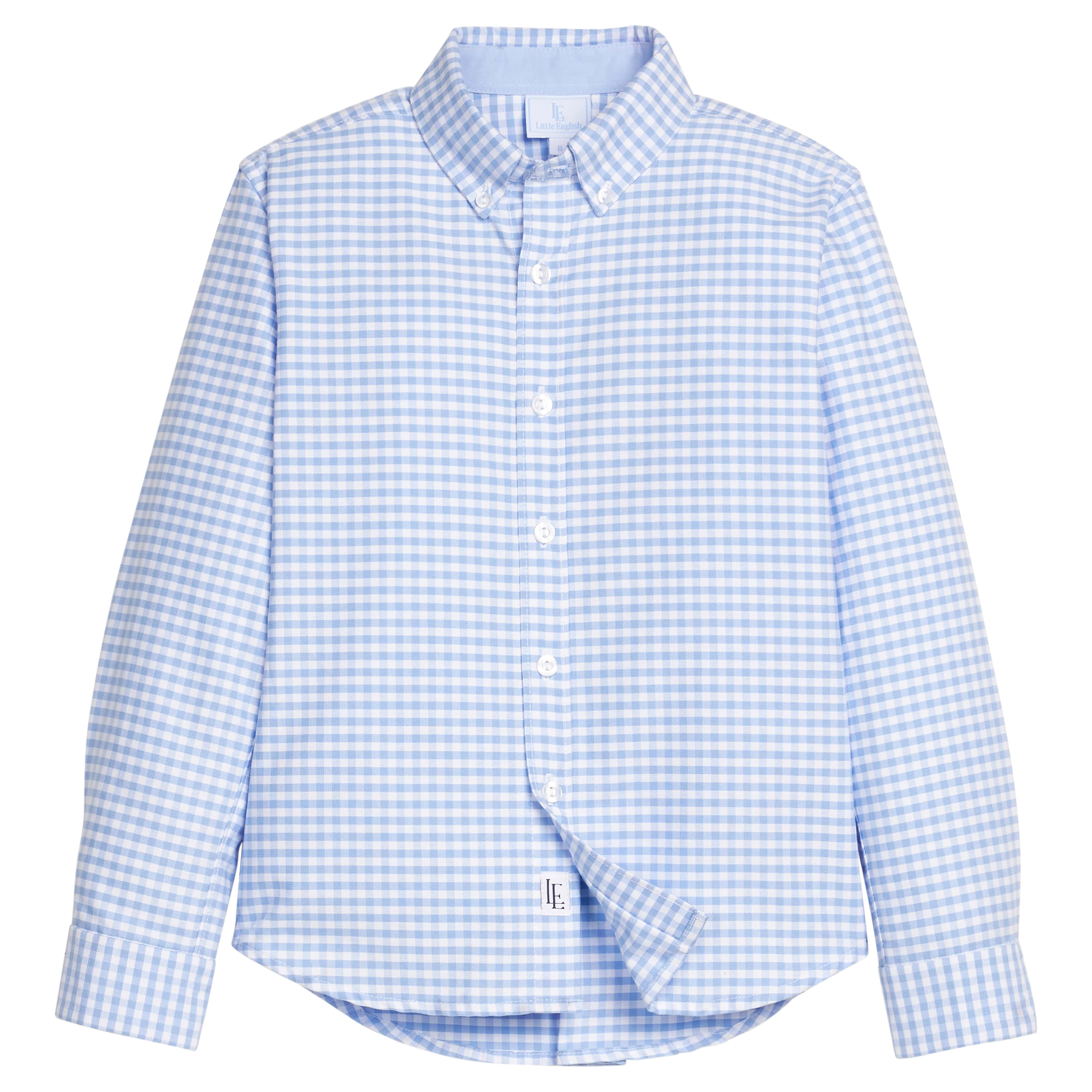 Mayfair Gingham Button Down Shirt - Blue Boy Spring Shirt | Little English
