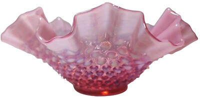 Vintage Fenton Cranberry Bowl Opalescent Hobnail Double Crimped Edge 10.25 Inch | eBay | eBay US