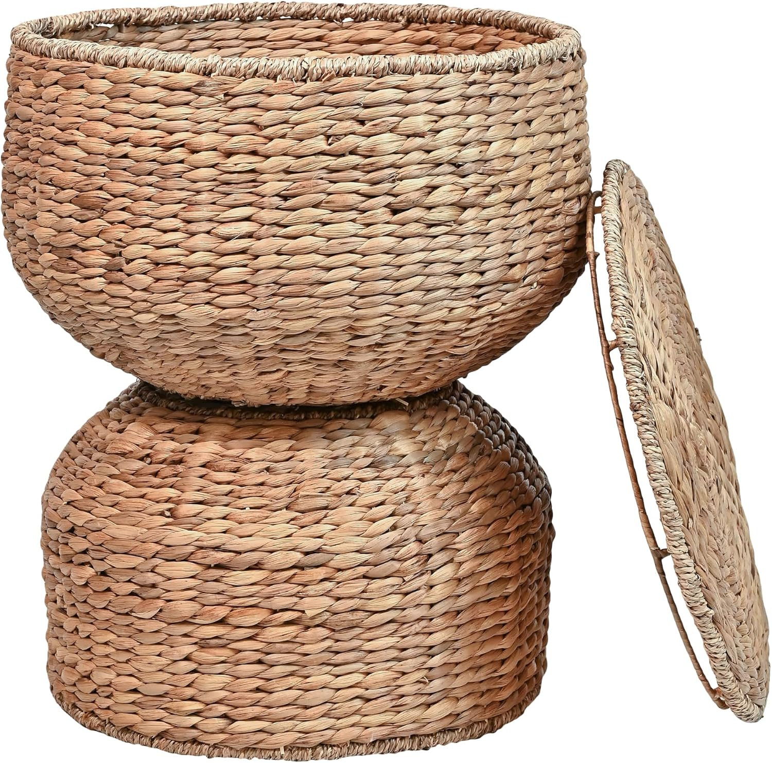 happimess SAT1000A Bhola 18" Hourglass Handwoven Hyacinth Storage Accent Table with Lid for Storage and Decoration in Bedroom, Living Room, Kitchen, Dining Room, Entryway, Guestroom, Natural | Amazon (US)