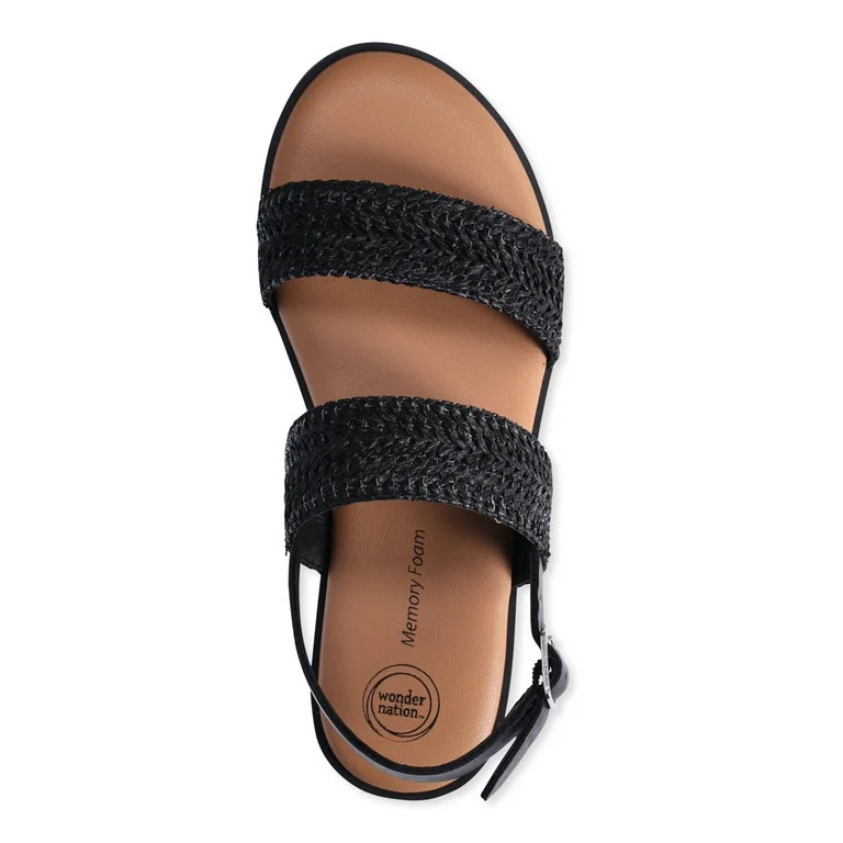Wonder Nation Little & Big Girls Raffia Sandals, Sizes 13-5 - Walmart.com | Walmart (US)