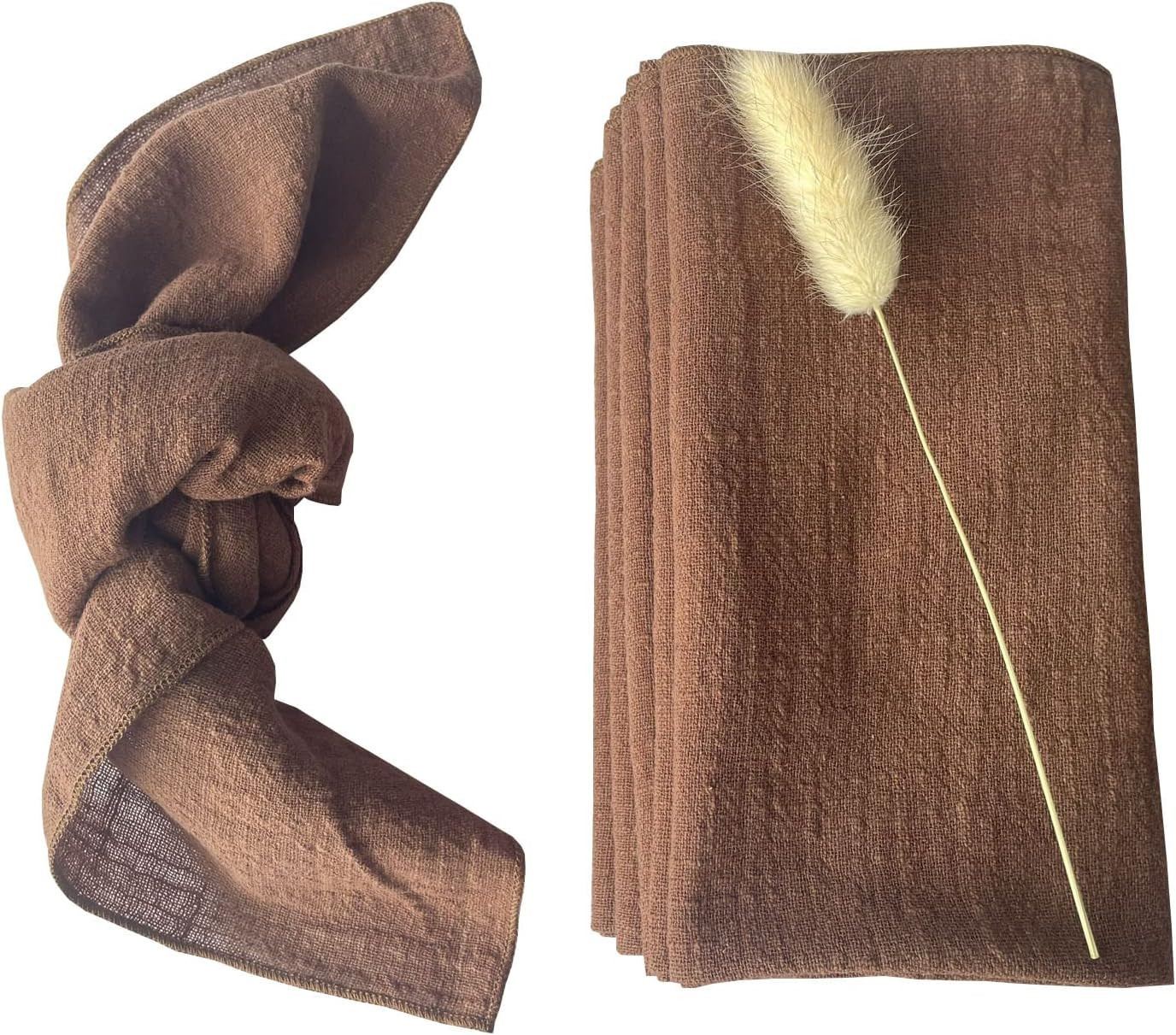 Gauze Cloth Napkins 6 Pack 16x16 Inches 100% Natural Soft Cotton Weddings Decorative Parties Family Everyday Use Bulk Linen Dinner Napkins (Brown, 6 Pack) | Amazon (US)