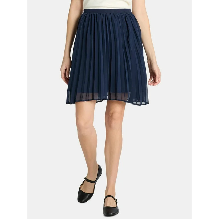 Time and Tru Women's Sunburst Pleat Mini Skirt, Sizes XS-XXXL | Walmart (US)