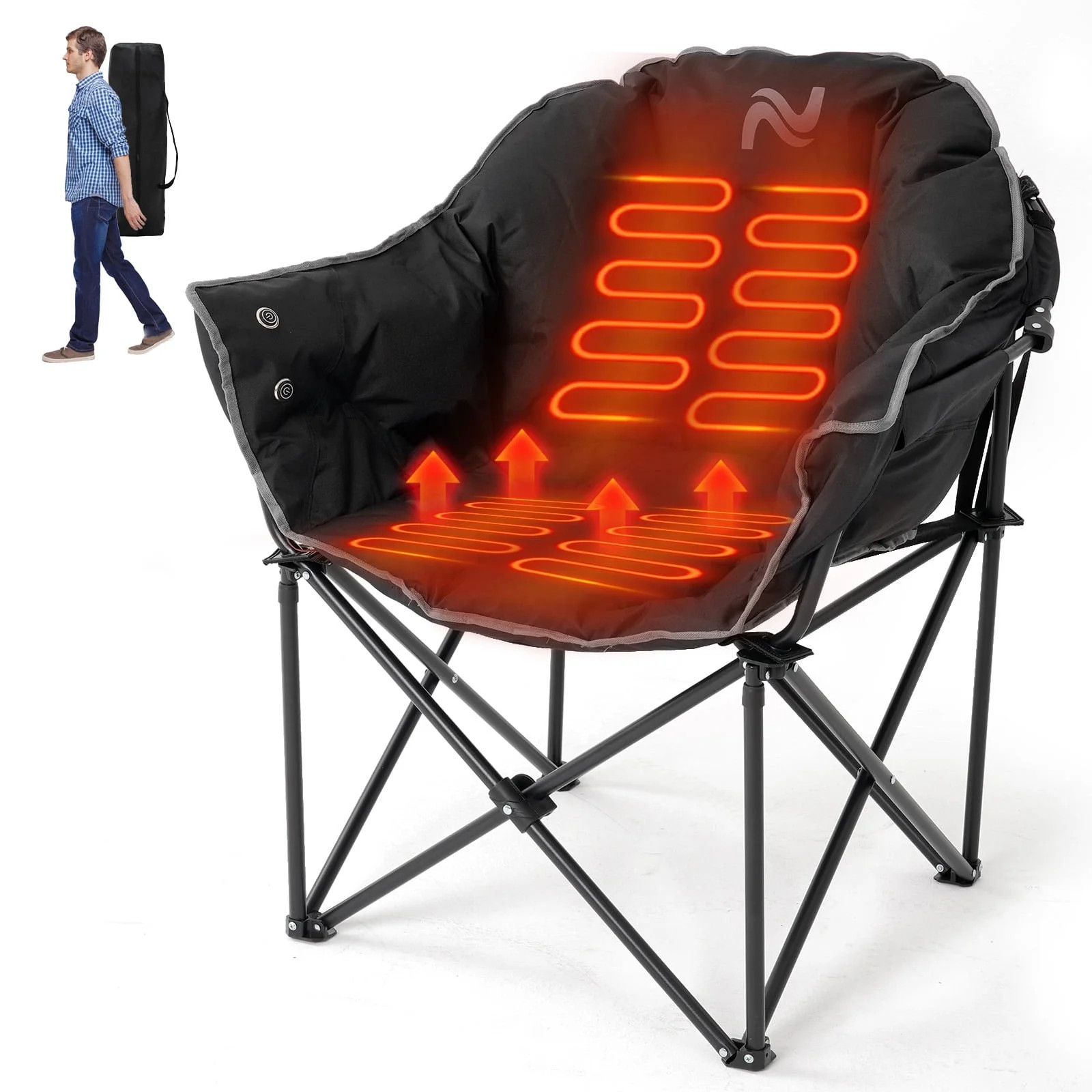 Slsy Oversized Heated Camping Chair, XL Padded Patio Lounge Chairs with 3 Heat Levels, Portable F... | Walmart (US)