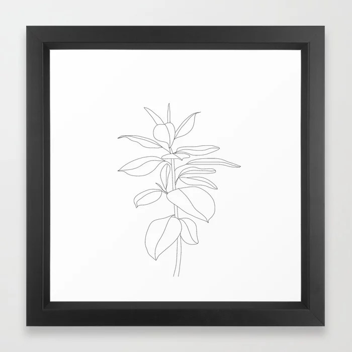 Minimal Rubber Tree Framed Art Print | Society6