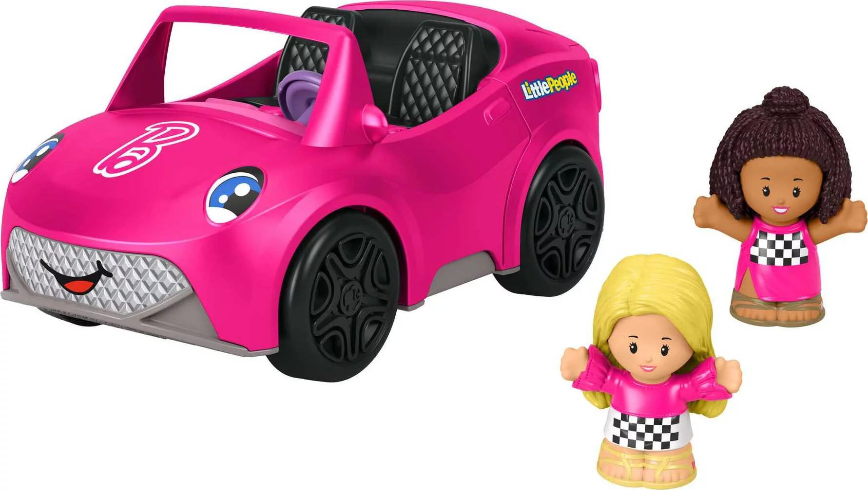 ​Barbie Convertible by Fisher-Price Little People, Push-Along Vehicle with Sounds and 2 Figures... | Walmart (US)
