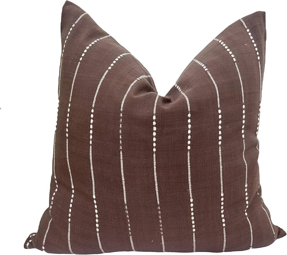 Decorative Woven Stripe Pillow Cover in Brown for Home Decor, Throw Pillow Case/Cover, Indoor, Fa... | Amazon (US)