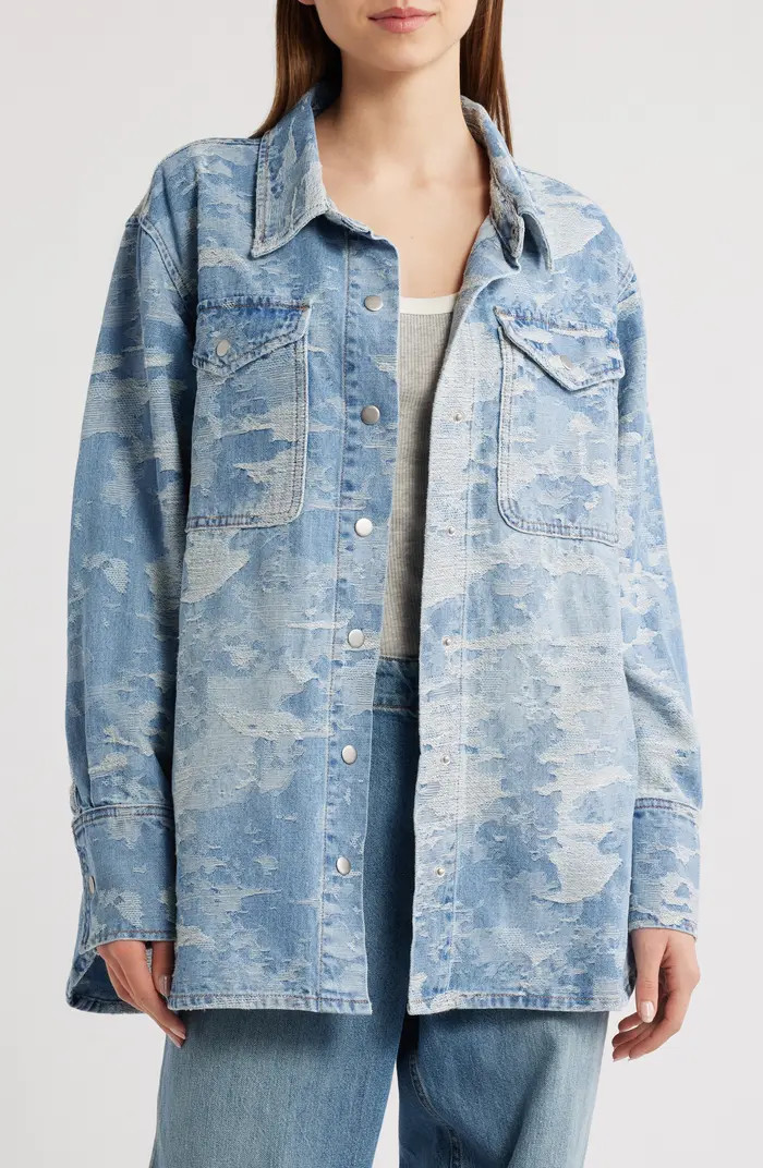 Camouflage Jacquard Denim Shacket | Nordstrom