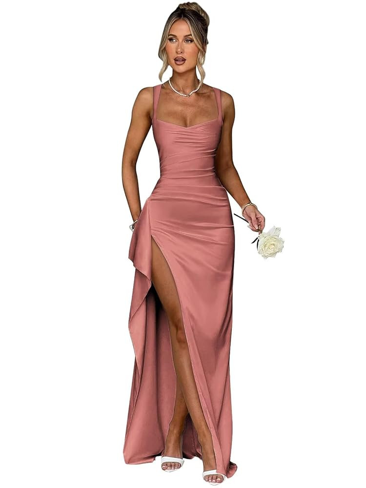 Satin Ruffle Prom Dresses Pink Gown Formal Gown Evening Gown Evening Wear Occasion Wear Amazon | Amazon (US)
