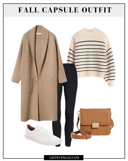 Fall capsule outfit 
Cardigan 
Striped sweater 
Sneakers or boots 
Casual outfit/ smart casual/ minimal 

#LTKSeasonal #LTKunder100 #LTKstyletip