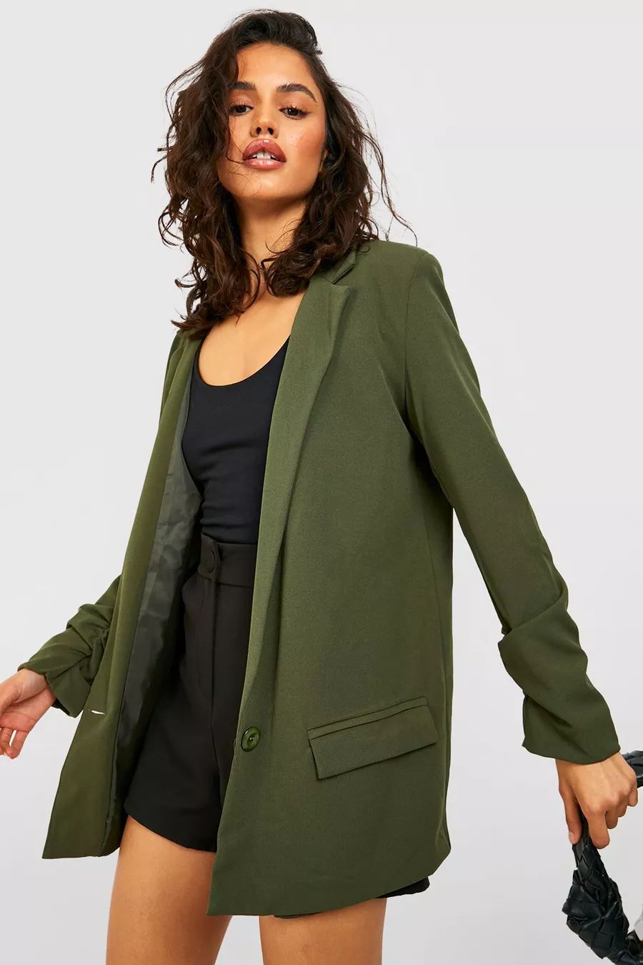 Ruched Sleeve Jersey Tailored Blazer | Boohoo.com (US & CA)
