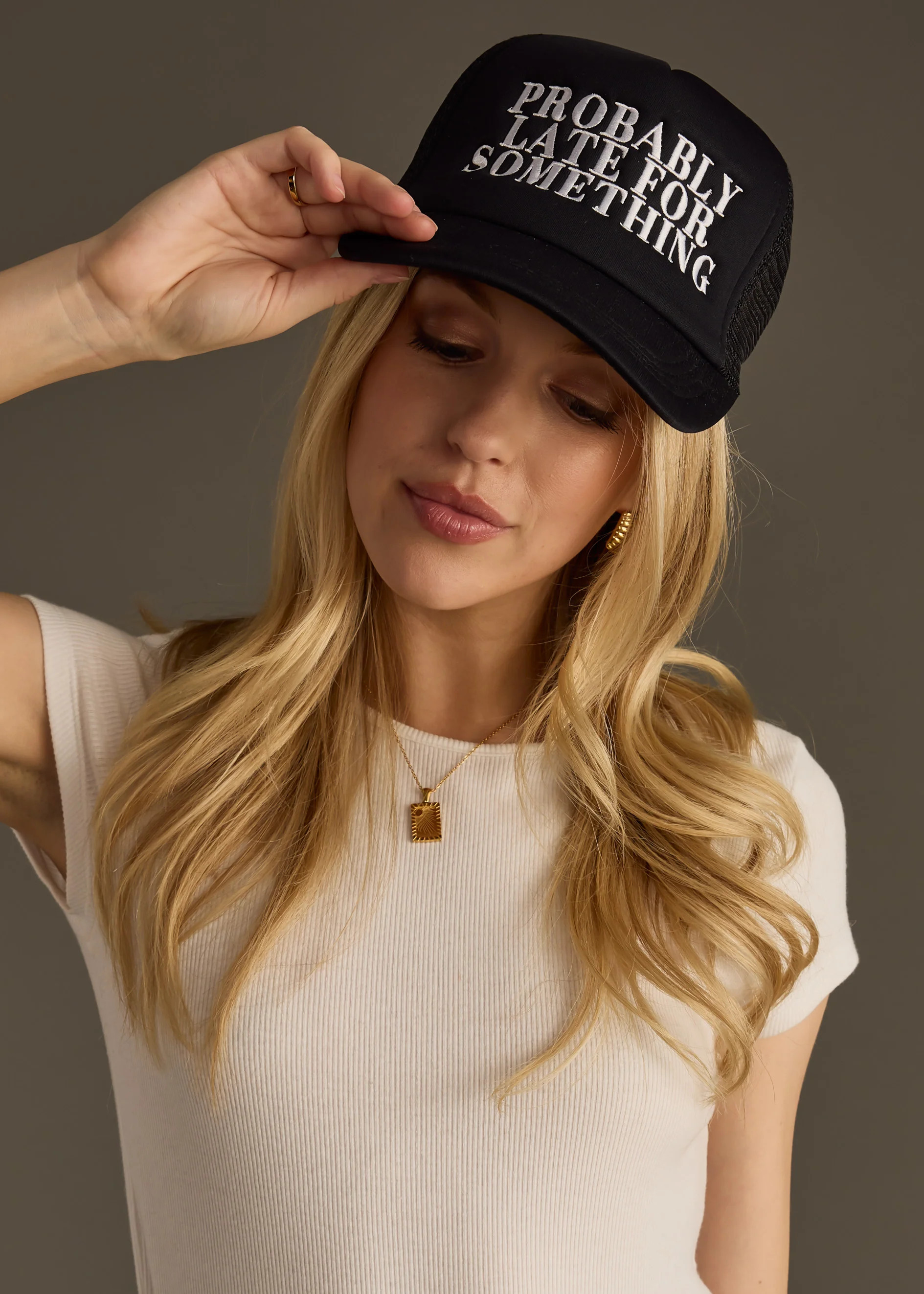 Probably Late For Something Trucker Hat | Panache Accessories
